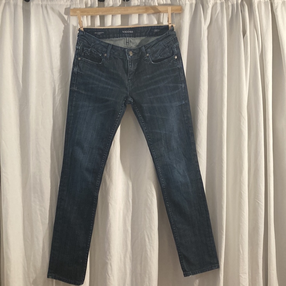 Vigoss The Thompson Tomboy Jeans, straight leg, dark wash, size 26W/27L